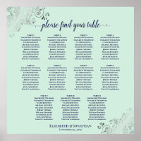11 Tabla de asientos para Bodas de mesa Mint Verde