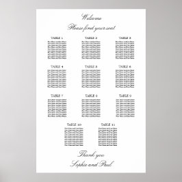 Póster 11 Tabla Gráfico de Asientos Minimalista Elegante