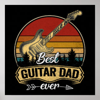 Póster 11 Vintage Mejor Papá de Guitarra Divertido Partid