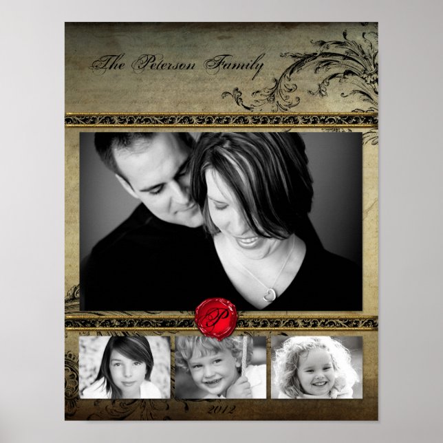 Póster 11"x14" 4 Slot Family Collage Montaje de alegría (Frente)