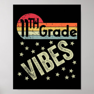 Póster 11th Grade Vibes Shirt Retro 80s Teacher Kids Back