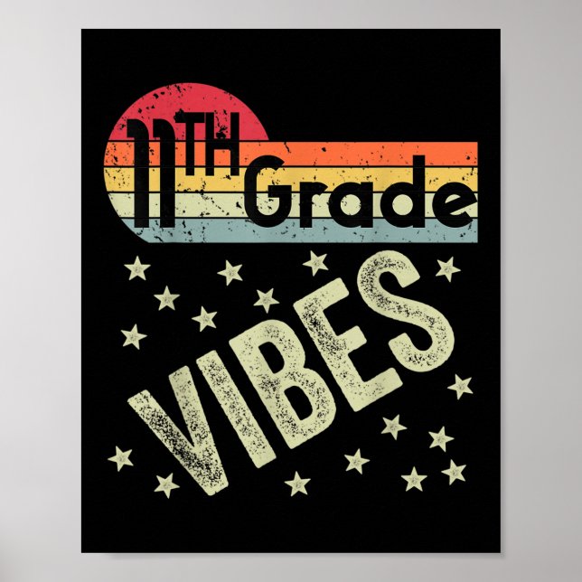 Póster 11th Grade Vibes Shirt Retro 80s Teacher Kids Back (Frente)