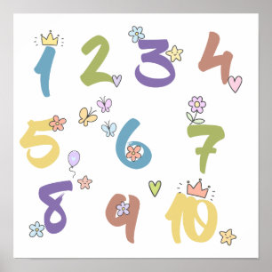 Póster 123 Numbers Nursery or Kids Room