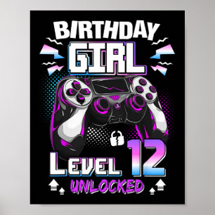 Póster 12.º Chica de cumpleaños Nivel 12 desbloqueado de