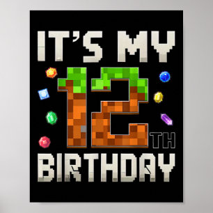Póster 12.º cumpleaños 12 años Gamer Pixel