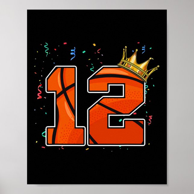 Póster 12.º cumpleaños Bysketbyll Gran Número Bo de 12 añ (Frente)