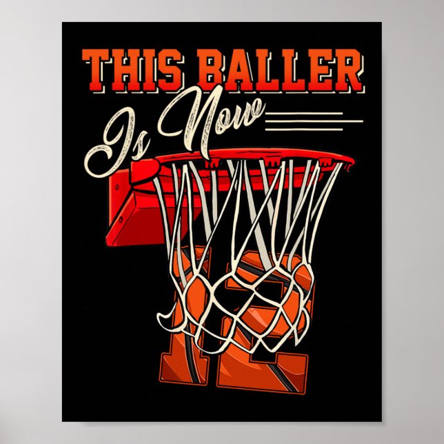 Póster 12.º Cumpleaños Para Muchacho Baloncesto Niño De 1 (Frente)