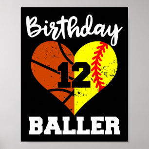 Póster 12.º Fun Baller de Cumpleaños Banda de Softball de
