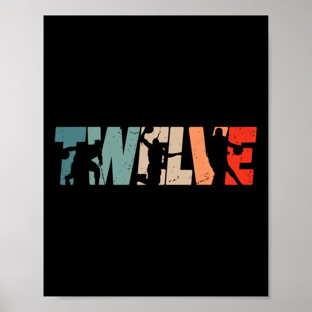 Póster 12.º Nacimiento Retro Baloncesto Niño Gi de 12 año (Frente)