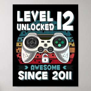 Póster 12 años Bday Son Boy Funny Gamer 12 años Bir
