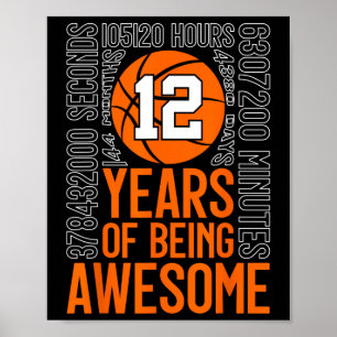 Póster 12 Años De Ser Impresionante Sketll Cumpleaños 12