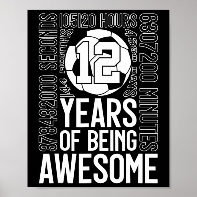 Póster 12 Años De Ser Increíble Fútbol Cumpleaños 12  (Frente)