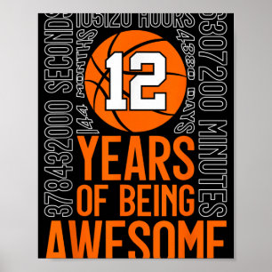 Póster 12 años de ser maravilloso baloncesto 12 cumpleaño