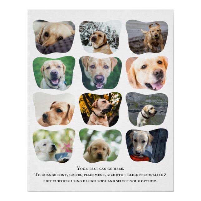 Póster 12 Collage de fotos Y Texto Único Personalizado (Anverso)