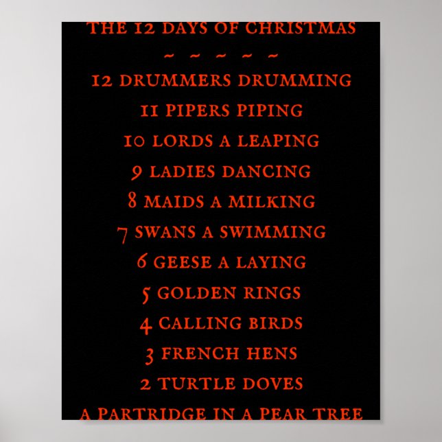 Póster 12 Days Lyrics Boys T Shirt  (Frente)