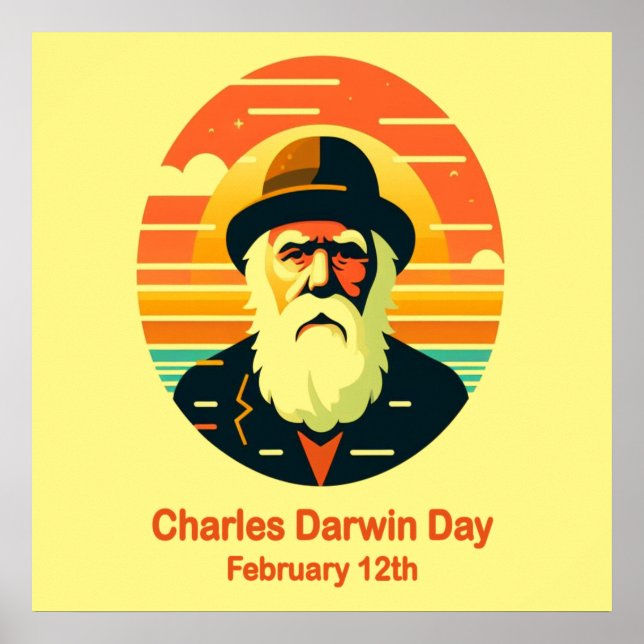 Póster 12 de febrero Día de Charles Darwin (Frente)