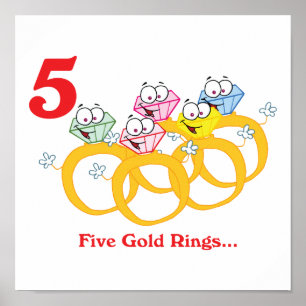 Póster 12 días cinco anillos de oro