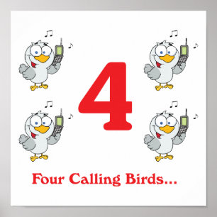 Póster 12 días cuatro pájaros que llaman