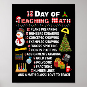 Póster 12 Días De Enseñanza De Math Navidad Math Math Tea