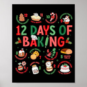 Póster 12 Días De Hornear Panadero Navidad Cocinero Chef