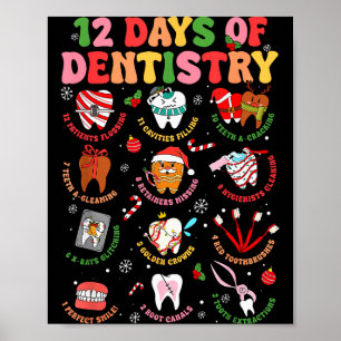 Póster 12 Días De Odontología Odontólogo Navidad Diente N