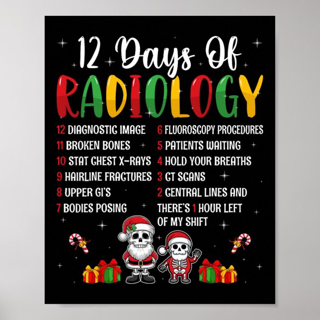 Póster 12 Días De Radiología Navidades Rad Tech Radio (Frente)