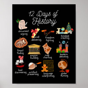 Póster 12 días del maestro de historia Navidad estudios s