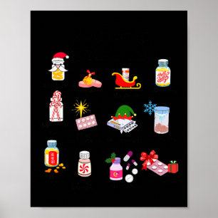 Póster 12 drogas de Navidad enfermera técnica de farmacia