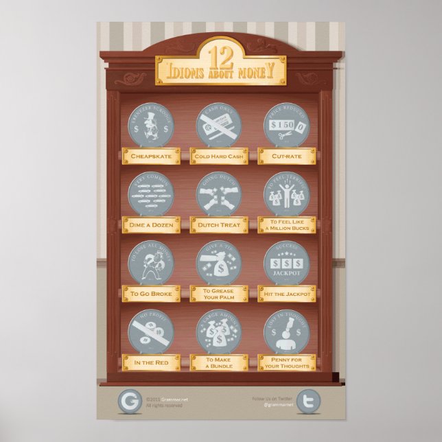 Póster 12 idiomas sobre el dinero (Frente)