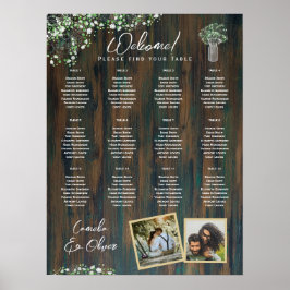 Póster 12 Mesa Madera Rústica Gypsophila Fotografía de la