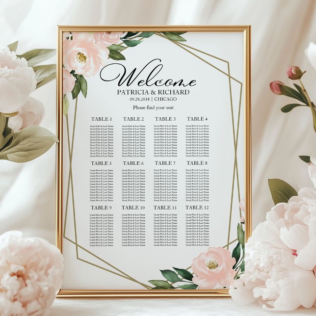 Póster 12 Mesas Rubor Gráfico de Asientos de Boda (Subido por el creador)