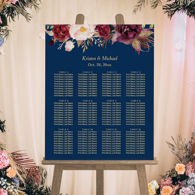 Póster 12 Mesas Tabla de asientos de Boda de flores de Bo (Subido por el creador)