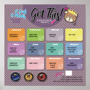 PÓSTER 12 OBJETIVOS EN 12 MESES POSTER DE DESAFÍO