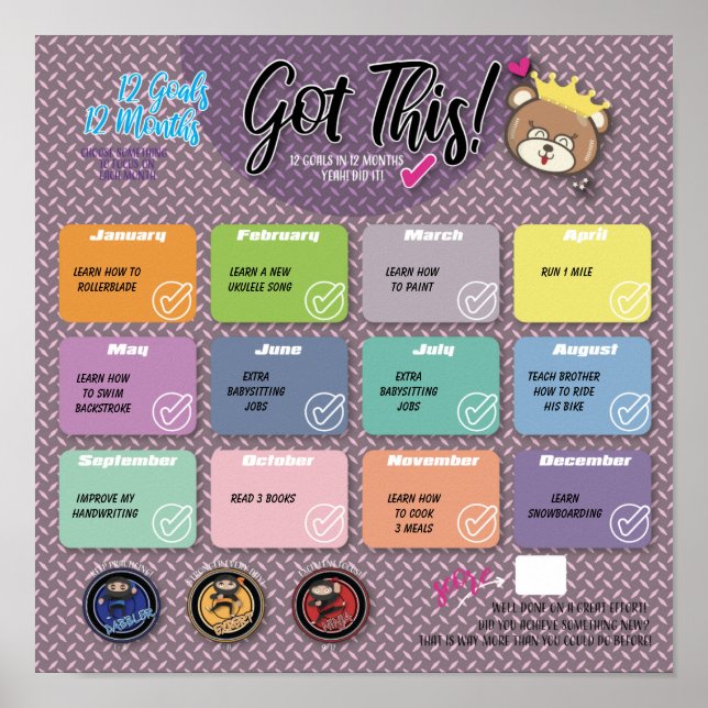 PÓSTER 12 OBJETIVOS EN 12 MESES POSTER DE DESAFÍO (Frente)