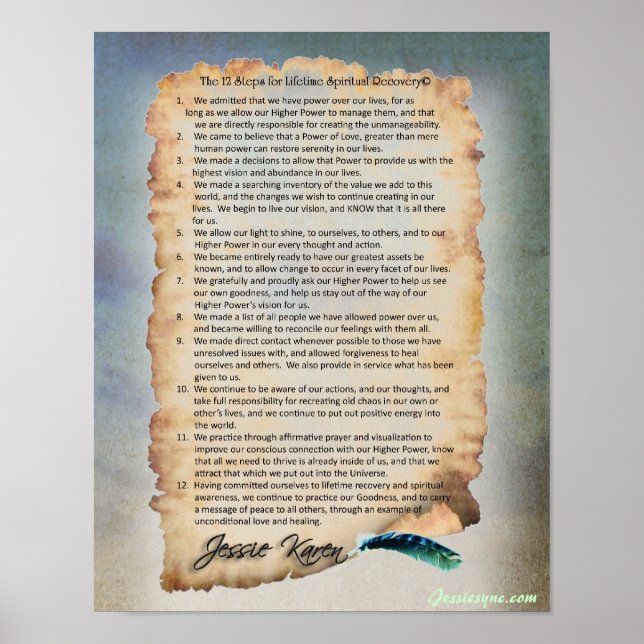 Póster 12 Steps for a Lifetime Spiritual Recovery (Frente)