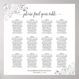 Póster 12 Tabla de asientos Boda blanco Tabla de asientos