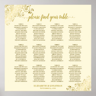 Póster 12 Tabla de asientos con crema de mesa Boda