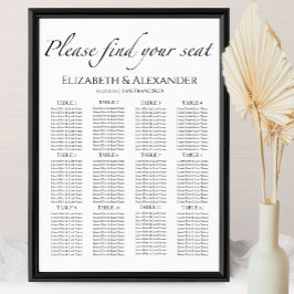 Póster 12 Tabla de asientos de Boda blanco y negro
