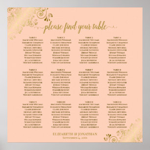 Póster 12 Tabla de asientos de color de tabla y Boda de o