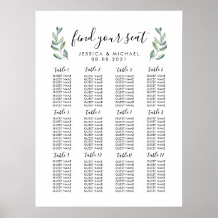 Póster 12 Tabla de asientos para invitados grandes Bodas