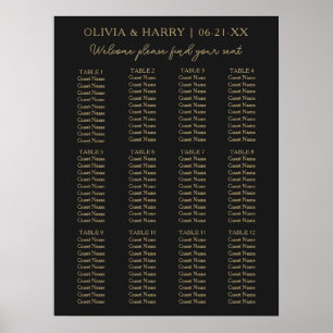 Póster 12 Tabla Tabla Tabla de asientos sencillos para Bo