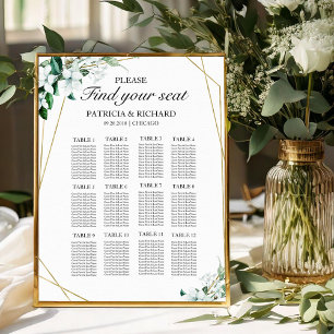 Póster 12 Tablas Boda Plano de asiento Geométrico de ener