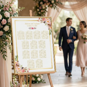 Póster 12 Tablas Boda Tabla de asientos Floral de Moda co