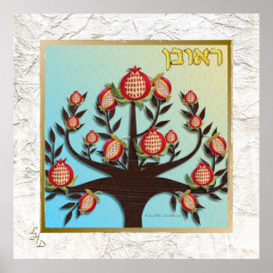 Póster 12 Tribus de Israel Cartel Artístico de Rubén Post