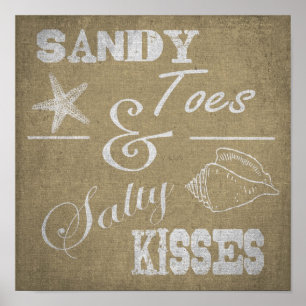 Póster 12" X12" poster - dedos del pie de Sandy y besos