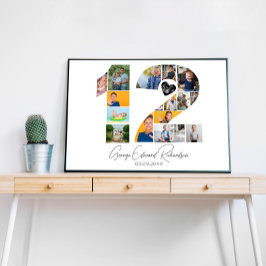 Póster 12th Birthday Photo Collage Poster Keepsake