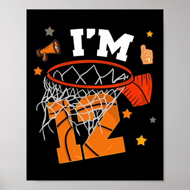 Póster 12th Birthday Sketll Boy Twelve Years 12 Yr Old Bd (Frente)