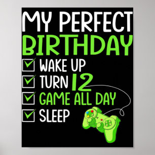 Póster 12th Perfect Birthday Boys Gaming 12 Years Old Gif