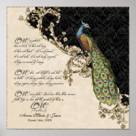 Póster 12x12 Pavo Real Vintage 1 - Boda personalizado