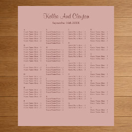 Póster 130 Tabla de asientos Boda simple Rosa de canela